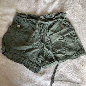 Maurices linen paper bag shorts, sage green, size M
